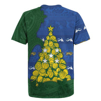 Solomon Islands Christmas Rugby Jersey Seashell Xmas Tree Tribal Waves DT05 - Polynesian Pride