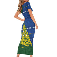 Solomon Islands Christmas Short Sleeve Bodycon Dress Seashell Xmas Tree Tribal Waves DT05 - Polynesian Pride
