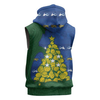 Solomon Islands Christmas Sleeveless Zip Hoodie Seashell Xmas Tree Tribal Waves DT05 - Polynesian Pride