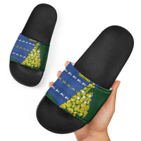 Solomon Islands Christmas Slide Sandals Seashell Xmas Tree Tribal Waves DT05 - Polynesian Pride