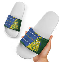 Solomon Islands Christmas Slide Sandals Seashell Xmas Tree Tribal Waves DT05 - Polynesian Pride