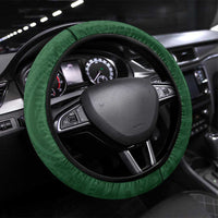 Solomon Islands Christmas Steering Wheel Cover Seashell Xmas Tree Tribal Waves DT05 Universal Fit Navy - Polynesian Pride