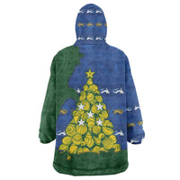 Solomon Islands Christmas Wearable Blanket Hoodie Seashell Xmas Tree Tribal Waves DT05 - Polynesian Pride
