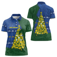 Solomon Islands Christmas Women Polo Shirt Seashell Xmas Tree Tribal Waves DT05 - Polynesian Pride