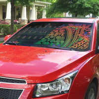 New Caledonia Christmas Auto Sun Shade Seashell Xmas Tree Tribal Waves - Polynesian Pride