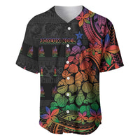 New Caledonia Christmas Baseball Jersey Seashell Xmas Tree Tribal Waves DT05 Black - Polynesian Pride