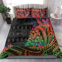 New Caledonia Christmas Bedding Set Seashell Xmas Tree Tribal Waves - Polynesian Pride