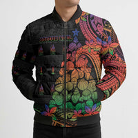 New Caledonia Christmas Bomber Puffer Jacket Seashell Xmas Tree Tribal Waves DT05 - Polynesian Pride