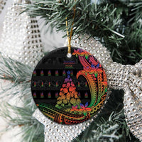 New Caledonia Christmas Ceramic Ornament Seashell Xmas Tree Tribal Waves - Polynesian Pride