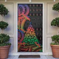 New Caledonia Christmas Door Cover Seashell Xmas Tree Tribal Waves - Polynesian Pride