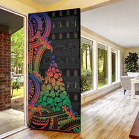 New Caledonia Christmas Door Cover Seashell Xmas Tree Tribal Waves - Polynesian Pride
