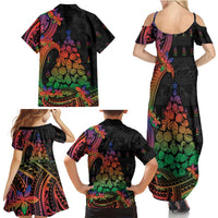 New Caledonia Christmas Family Matching Summer Maxi Dress and Hawaiian Shirt Seashell Xmas Tree Tribal Waves - Polynesian Pride
