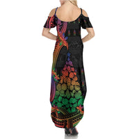 New Caledonia Christmas Family Matching Summer Maxi Dress and Hawaiian Shirt Seashell Xmas Tree Tribal Waves - Polynesian Pride