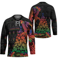 New Caledonia Christmas Hockey Jersey Seashell Xmas Tree Tribal Waves DT05 - Polynesian Pride
