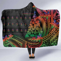 New Caledonia Christmas Hooded Blanket Seashell Xmas Tree Tribal Waves DT05 One Size Black - Polynesian Pride