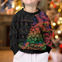 New Caledonia Christmas Kid Ugly Christmas Sweater Seashell Xmas Tree Tribal Waves DT05 - Polynesian Pride