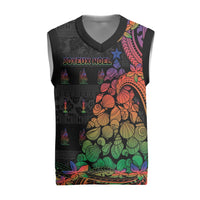 New Caledonia Christmas Knitted V-Neck Vest Seashell Xmas Tree Tribal Waves DT05 Black - Polynesian Pride