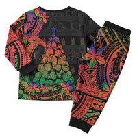 New Caledonia Christmas Pajama Set Seashell Xmas Tree Tribal Waves DT05 - Polynesian Pride