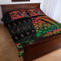 New Caledonia Christmas Quilt Bed Set Seashell Xmas Tree Tribal Waves - Polynesian Pride