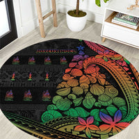 New Caledonia Christmas Round Carpet Seashell Xmas Tree Tribal Waves - Polynesian Pride