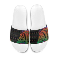 New Caledonia Christmas Slide Sandals Seashell Xmas Tree Tribal Waves DT05 Black - Polynesian Pride