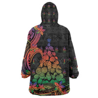 New Caledonia Christmas Wearable Blanket Hoodie Seashell Xmas Tree Tribal Waves DT05 - Polynesian Pride