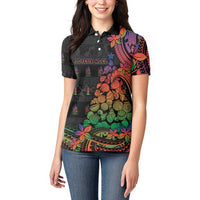 New Caledonia Christmas Women Polo Shirt Seashell Xmas Tree Tribal Waves DT05 - Polynesian Pride