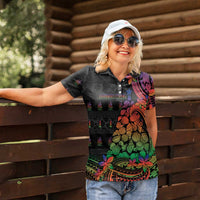 New Caledonia Christmas Women Polo Shirt Seashell Xmas Tree Tribal Waves DT05 - Polynesian Pride