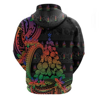 New Caledonia Christmas Zip Hoodie Seashell Xmas Tree Tribal Waves DT05 - Polynesian Pride