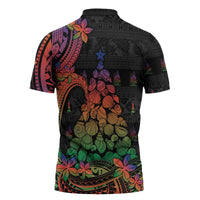 New Caledonia Christmas Zipper Polo Shirt Seashell Xmas Tree Tribal Waves DT05 - Polynesian Pride