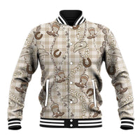 Hawaii Palaka Cowboy Baseball Jacket Shell Maile Lei With Western Patterns DT05 Unisex Beige - Polynesian Pride