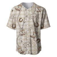 Hawaii Palaka Cowboy Baseball Jersey Shell Maile Lei With Western Patterns DT05 Beige - Polynesian Pride