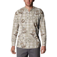 Hawaii Palaka Cowboy Button Sweatshirt Shell Maile Lei With Western Patterns DT05 - Polynesian Pride