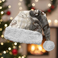 Hawaii Palaka Cowboy Christmas Santa Hat Shell Maile Lei With Western Patterns DT05 With Fur Beige - Polynesian Pride