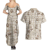 Hawaii Palaka Cowboy Couples Matching Summer Maxi Dress and Hawaiian Shirt Shell Maile Lei With Western Patterns DT05 - Polynesian Pride