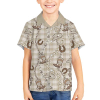 Hawaii Palaka Cowboy Family Matching Mermaid Dress and Hawaiian Shirt Shell Maile Lei With Western Patterns - Polynesian Pride