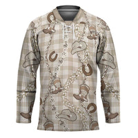 Hawaii Palaka Cowboy Hockey Jersey Shell Maile Lei With Western Patterns DT05 Unisex Beige - Polynesian Pride