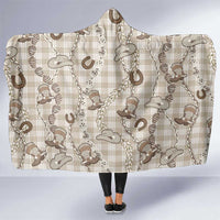 Hawaii Palaka Cowboy Hooded Blanket Shell Maile Lei With Western Patterns DT05 One Size Beige - Polynesian Pride