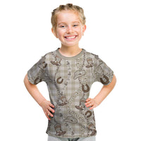 Hawaii Palaka Cowboy Kid T Shirt Shell Maile Lei With Western Patterns DT05 Beige - Polynesian Pride