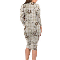 Hawaii Palaka Cowboy Long Sleeve Bodycon Dress Shell Maile Lei With Western Patterns DT05 - Polynesian Pride