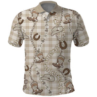 Hawaii Palaka Cowboy Polo Shirt Shell Maile Lei With Western Patterns DT05 Beige - Polynesian Pride