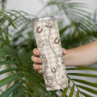 Hawaii Palaka Cowboy Skinny Tumbler Shell Maile Lei With Western Patterns - Polynesian Pride