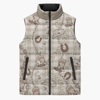 Hawaii Palaka Cowboy Sleeveless Puffer Jacket Shell Maile Lei With Western Patterns DT05 Unisex Beige - Polynesian Pride