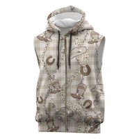 Hawaii Palaka Cowboy Sleeveless Zip Hoodie Shell Maile Lei With Western Patterns - Polynesian Pride