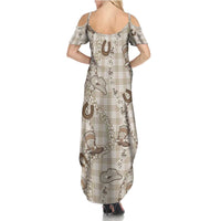 Hawaii Palaka Cowboy Summer Maxi Dress Shell Maile Lei With Western Patterns DT05 - Polynesian Pride