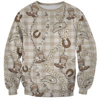 Hawaii Palaka Cowboy Sweatshirt Shell Maile Lei With Western Patterns DT05 Unisex Beige - Polynesian Pride