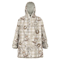 Hawaii Palaka Cowboy Wearable Blanket Hoodie Shell Maile Lei With Western Patterns DT05 One Size Beige - Polynesian Pride