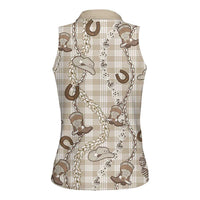 Hawaii Palaka Cowboy Women Sleeveless Polo Shirt Shell Maile Lei With Western Patterns DT05 - Polynesian Pride