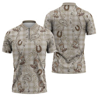 Hawaii Palaka Cowboy Zipper Polo Shirt Shell Maile Lei With Western Patterns - Polynesian Pride