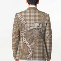 Beige Hawaii Palaka Cowboy Turtle Blazer Hawaiian Paniolo Puakenikeni Maile Lei - Polynesian Pride